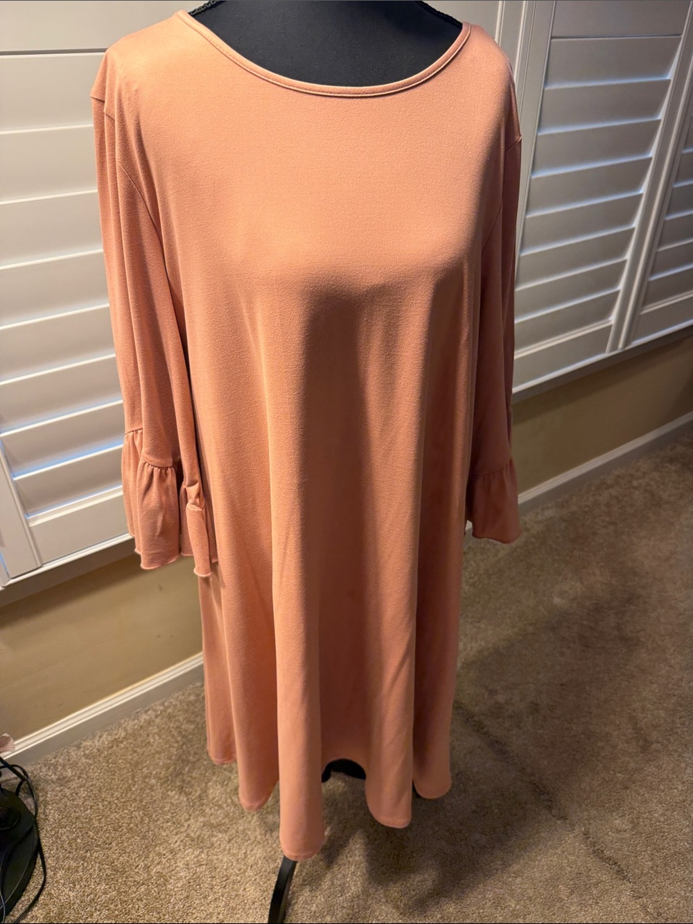 new directions Peach Midi Swing Dress with Ruffle Cuffs